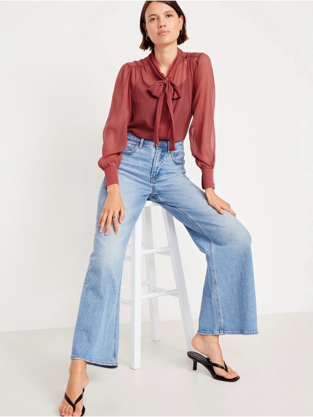 NWOT Old Navy Rust Tie-Neck Blouse